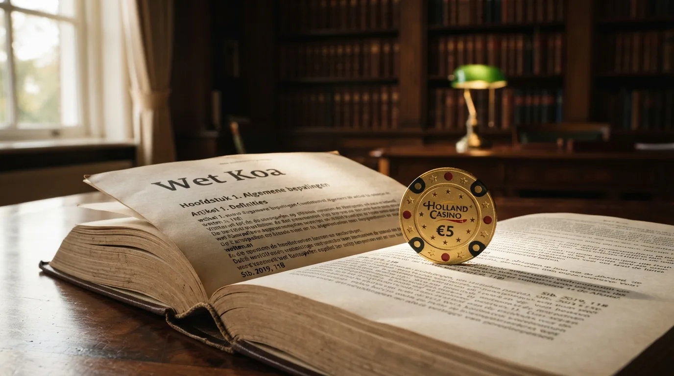 Een Nederlands wetboek of officieel Ksa-document naast een bitcoin-munt, met op de achtergrond subtiel de tekst “Wet Koa” zichtbaar.