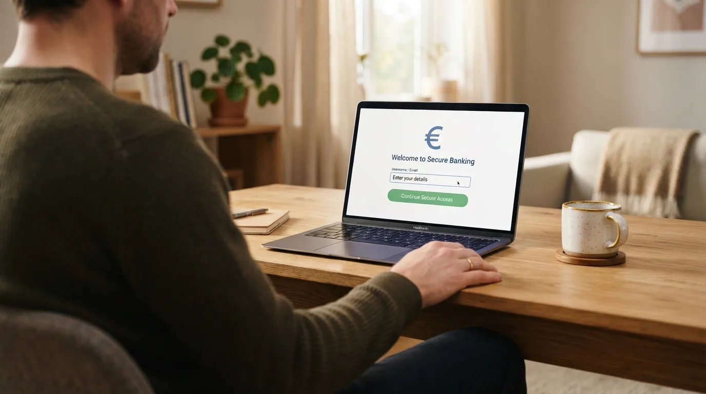 De Sofort-betaalomgeving op een beeldscherm, met de inlogpagina van een Nederlandse bank.